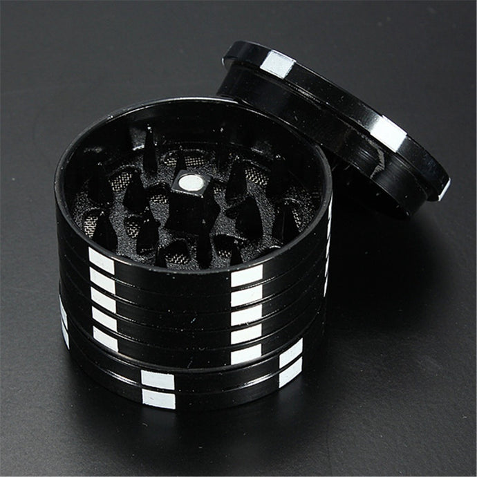 3 Layers Poker Style Metal Smoking Pipe Crusher Herbal Herb Tobacco Grinder Hand Muller Black with Pollen Catcher Smoke Filter