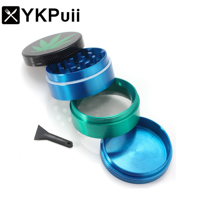 4 Layers PVC Sticker Flat Plate Tobacco Grinder Herb Spice Crusher Pepper Hand Grinding Smoking Pipe Metal Magetic Pollinator