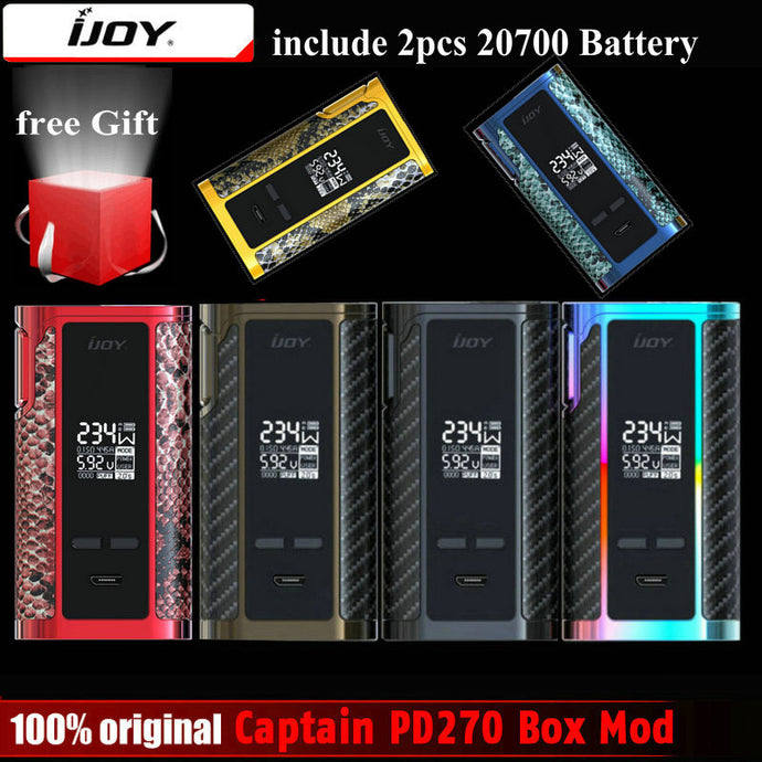 Original IJOY Captain PD270 Box Mod Vape 234W NI/TI/SS TC Electronic Cigarette Vaper Power by Dual 20700 Battery