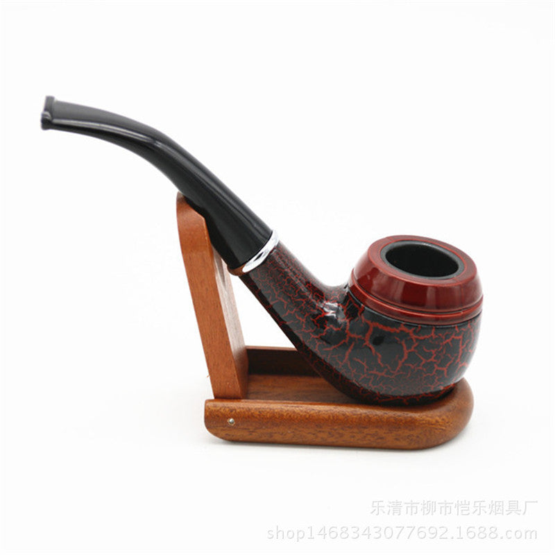 Classic Crack Resin Wood Tobacco Pipe Durable Flower Pattern Smoking Pipe Cigar Flitter Cigarette Accessories